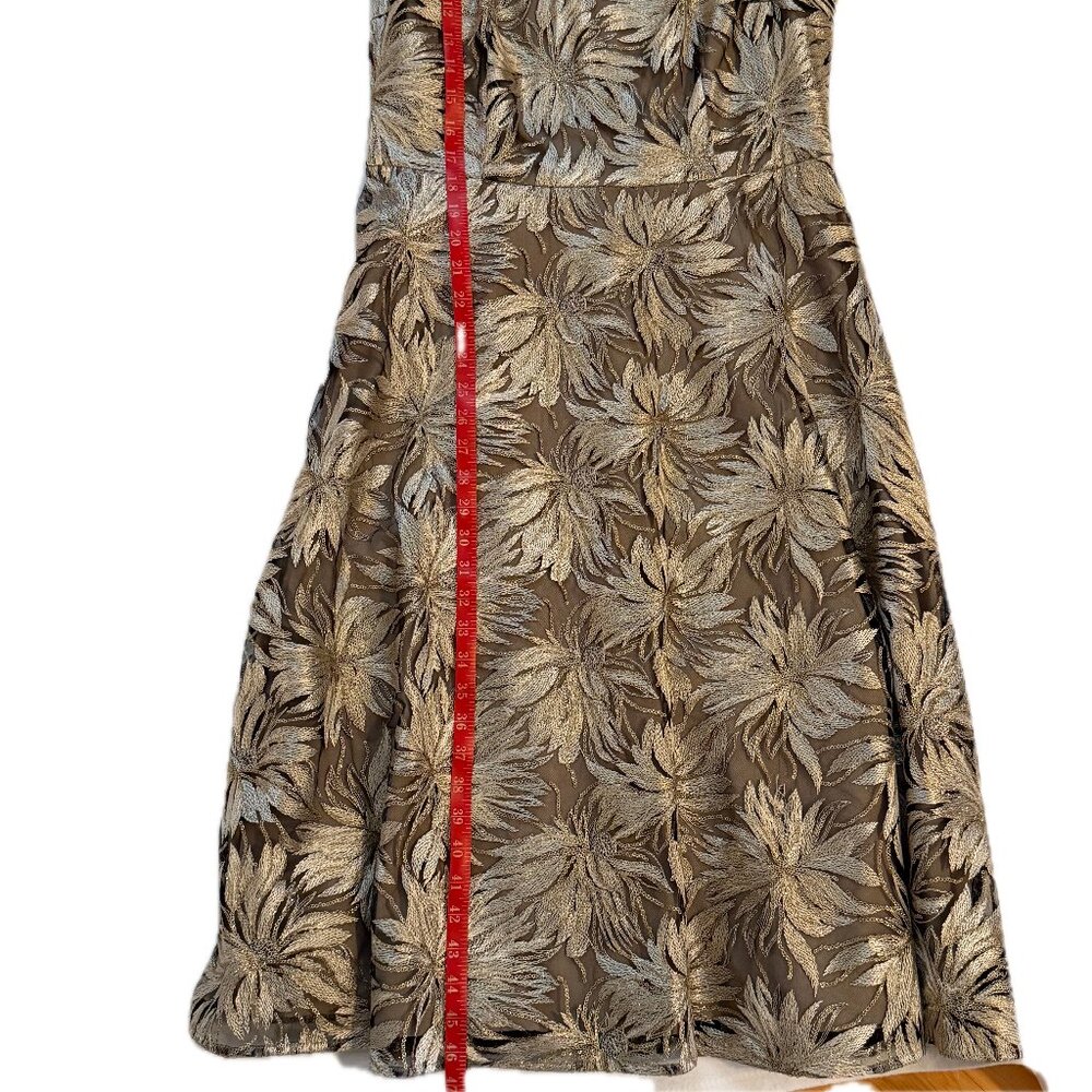 Antonio Melani Metallic Gold Floral Jacquard Dress | Size 10 - Picture 8 of 8